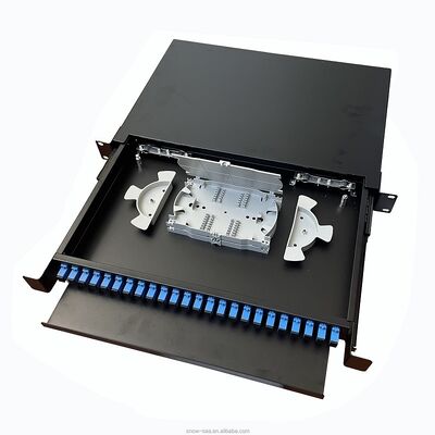 supporto di scaffale a fibra ottica nero della scatola di termine del porto del quadro d'interconnessione di fibra 1U 24