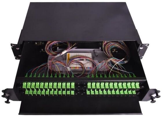 Tipo a 19 pollici a fibra ottica di tirata di 48 bocche montato scaffale del quadro d'interconnessione di Fc ODF