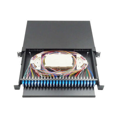 Pannello patch per scatola di terminazione tipo cassetto 48 Core Black 430x200x46mm