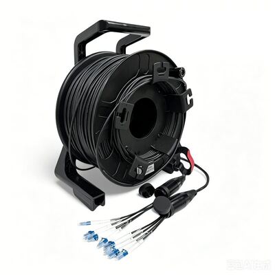 4 6 8 12 24 Core Single Mode OS2 Tactical Armored Fiber Optic Cable Reel LC SC Connector TPU Patch Cord per Novastar Led Wall