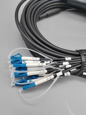 Cavo patch in fibra corazzata pre-terminato personalizzato 6 12 24 fibre connettore LC SC cavo esterno monomodale OS2 da 5,0 mm nero