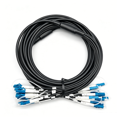 Cavo patch in fibra corazzata pre-terminato personalizzato 6 12 24 fibre connettore LC SC cavo esterno monomodale OS2 da 5,0 mm nero